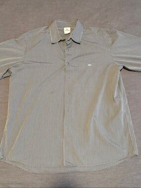 Lacoste Men’s Navy and White Pinstripe Button-Down Shirt